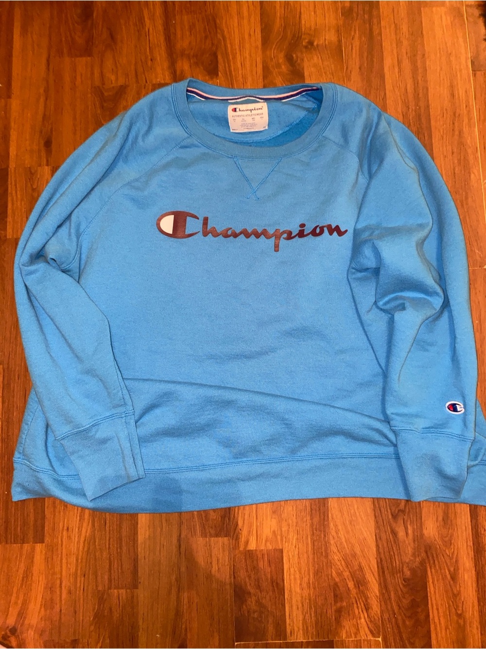 Champion Sky Blue Crewneck Sweatshirt with Script Logo